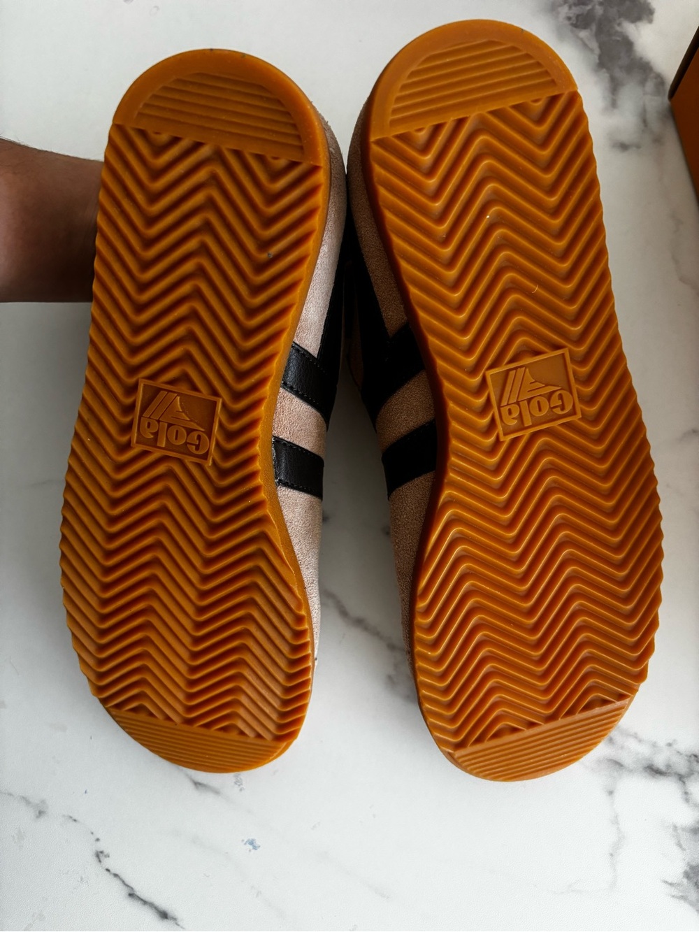 NWT Gola (UK) tan sneakers with black strip and plum heel for a pop of color! - Picture 3 of 6